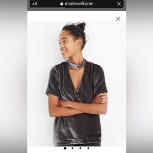 Madewell EUC Velvet Choker Top M
